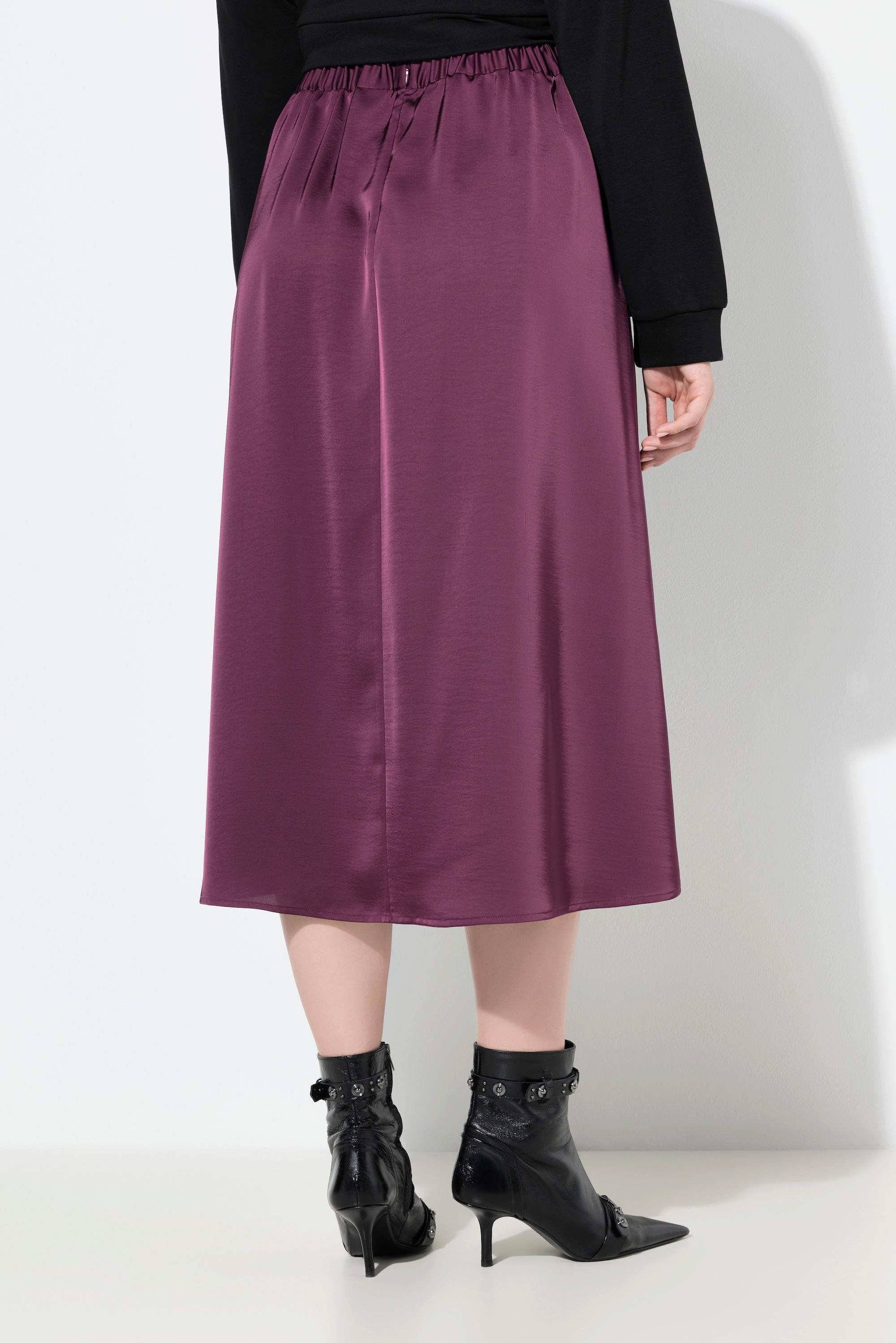 Ulla Popken Satin Midirock A-Linie Komfortbund  