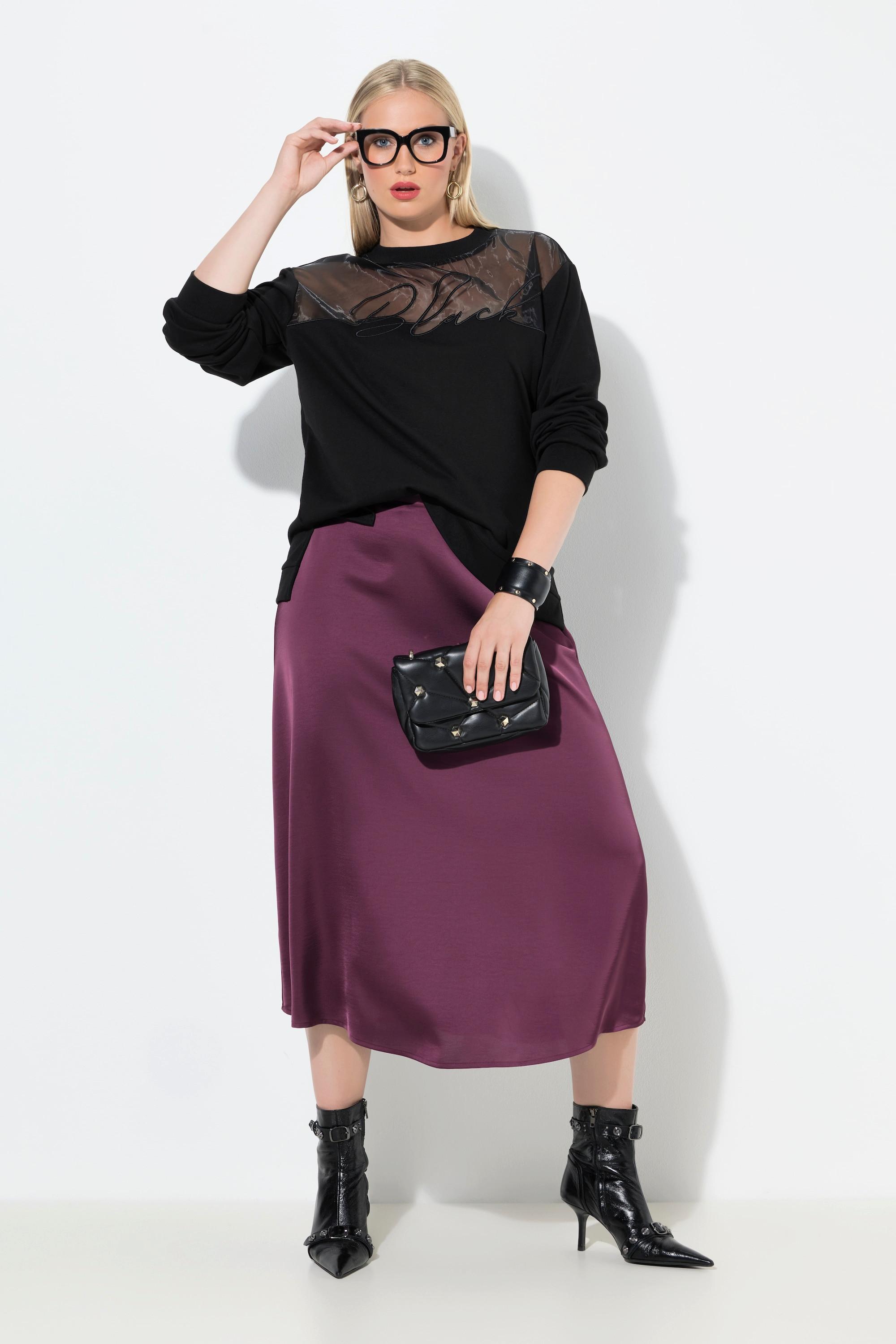 Ulla Popken Satin Midirock A-Linie Komfortbund  