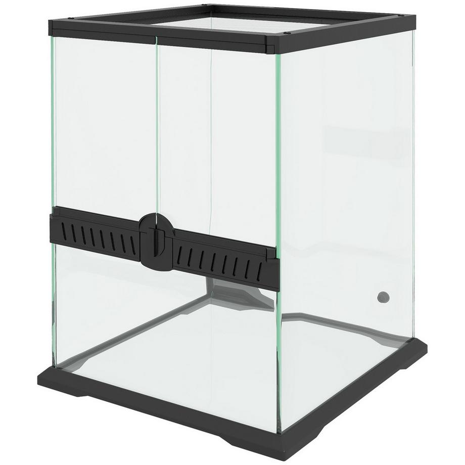 Northio  Terrarium Boîte D'Alimentation Pour Reptiles Ventilation Anti-Fuite 120L Verre Terrarium Gestion Des Câbles Amphibiens Araignée Métal Noir 45X45X60Cm 