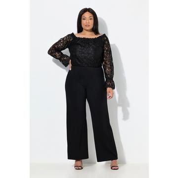 Combinaison jambe large, encolure Carmen et manches longues