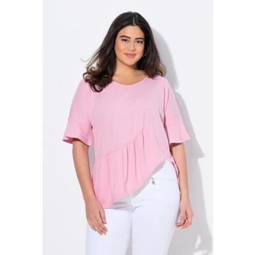 T-shirt dal taglio oversize con volant, scollo a V e mezze maniche