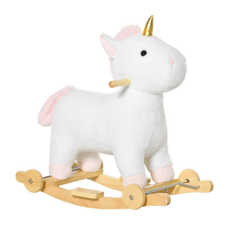 Northio  Cavallo A Dondolo 2-In-1 Con Ruote Peluche Animale A Dondolo Per Bambini, Bianco, 63X38X63Cm 