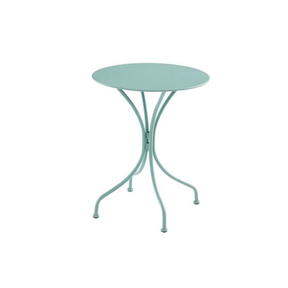 Vente-unique Salle à manger de jardin  en métal - une table D.60cm et 2 chaises empilables - Vert amande - MIRMANDE de MYLIA  