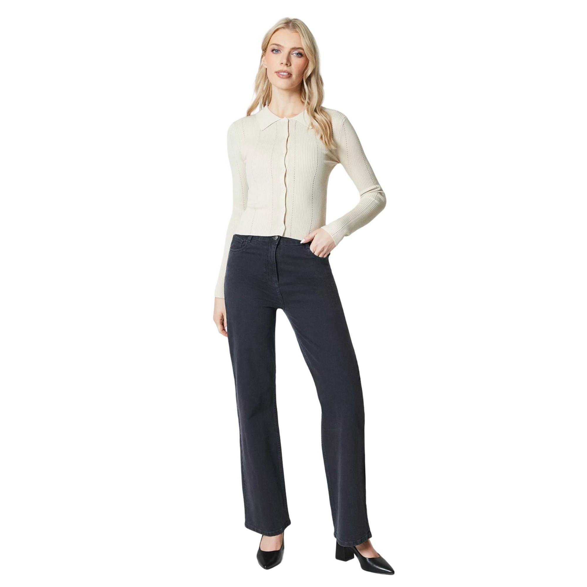 Principles Langarm Poloshirt mit Knopfleiste  