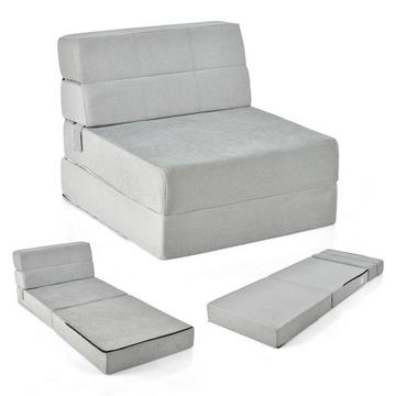 Canapé lit pliant 3 en 1 avec housse lavable mousse extra épaisse (15cm) gris