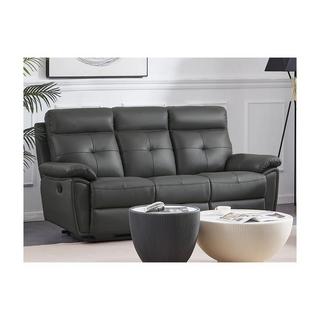 Vente-unique Relaxsofa 3-Sitzer & Relaxsessel - Leder - Grau - VINETA  