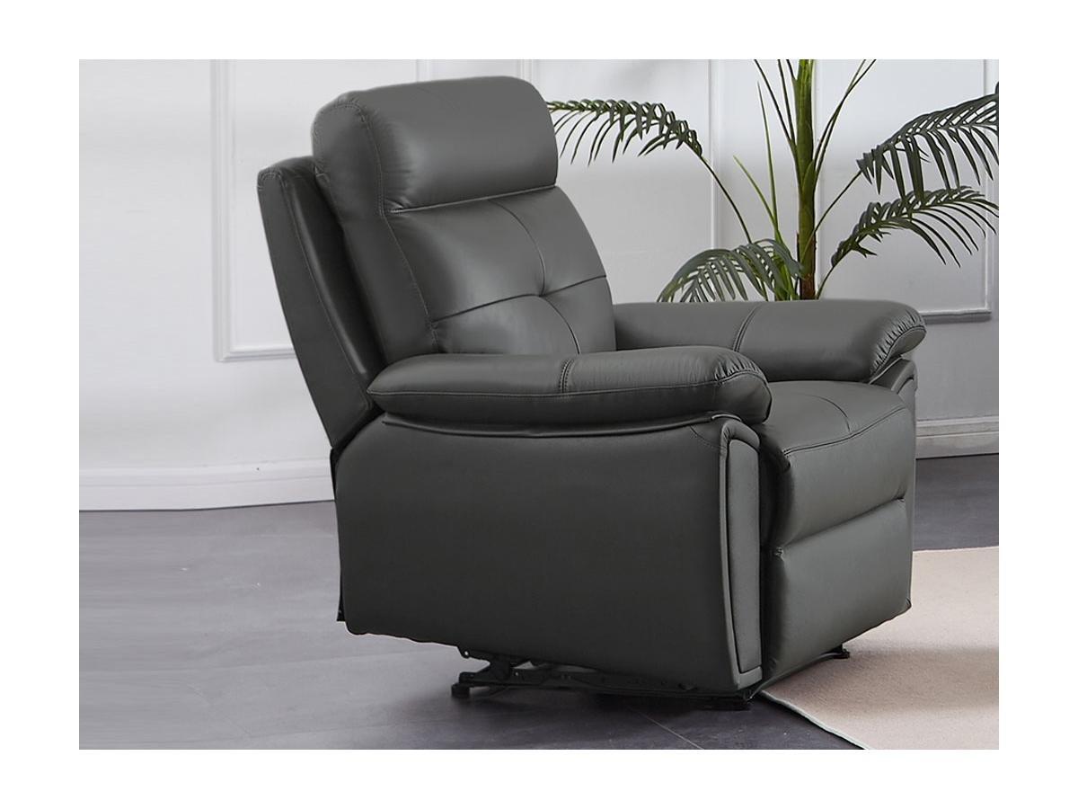 Vente-unique Relaxsofa 3-Sitzer & Relaxsessel - Leder - Grau - VINETA  