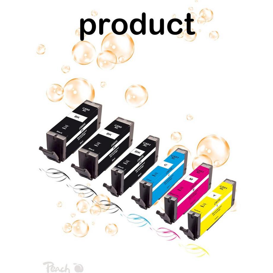 Peach  Tinte Canon PGI-550XLCLI-551XL,Multi-Plus C, M, Y, BK, PHBK 