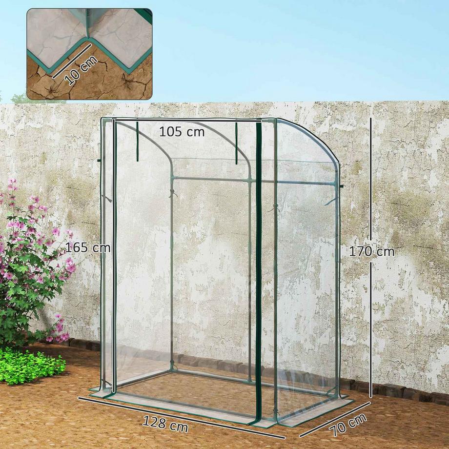Northio Gewächshaus mit Tür Gebogendach winterfest Foliengewächshaus aus Stahl, Treibhaus für Balkon, Garten, Tomatenhaus 128 x 70 x 170 cm, Tomatengewächshaus für Tomaten, Blumen, Transparent Aosom  