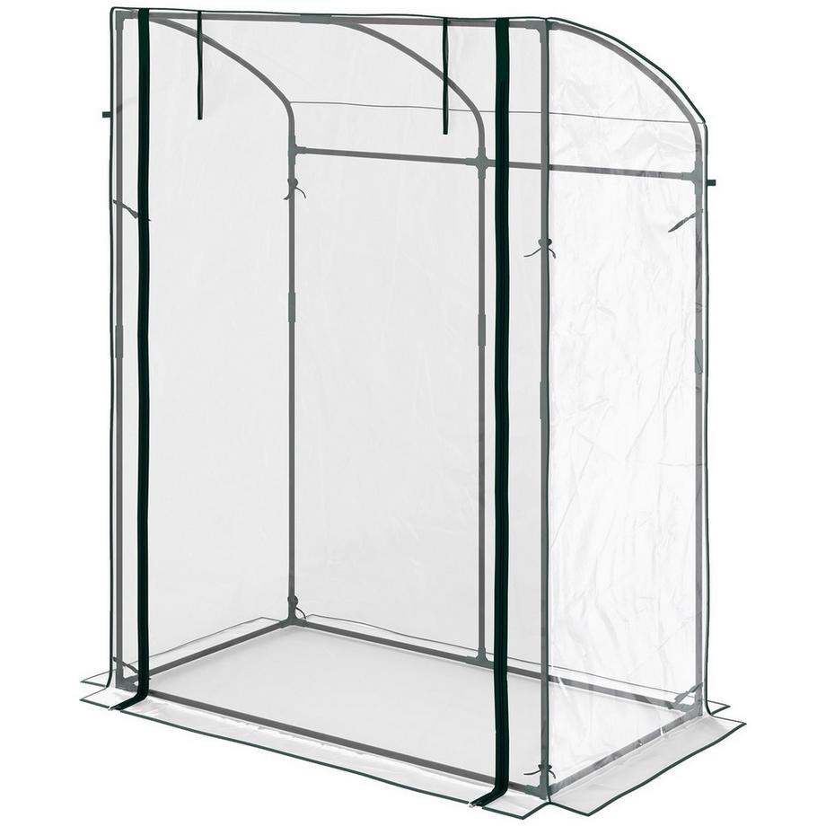 Gewächshaus mit Tür Gebogendach winterfest Foliengewächshaus aus Stahl, Treibhaus für Balkon, Garten, Tomatenhaus 128 x 70 x 170 cm, Tomatengewächshaus für Tomaten, Blumen, Transparent Aosom