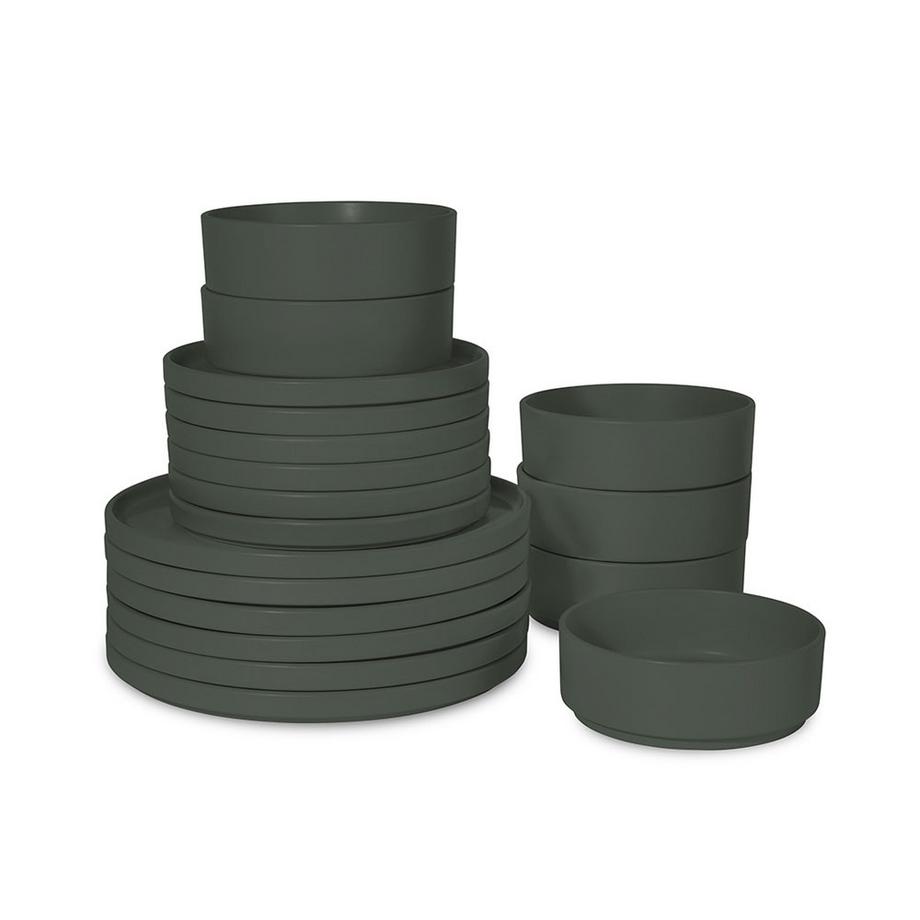 Berlinger 18-teiliges Geschirrset Matte Green Collection  