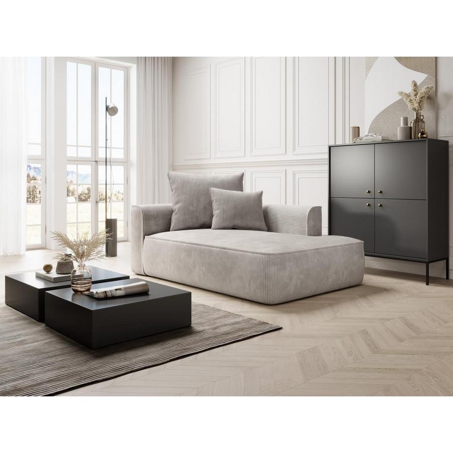 Vente-unique Méridienne droite en velours côtelé beige PINETA  