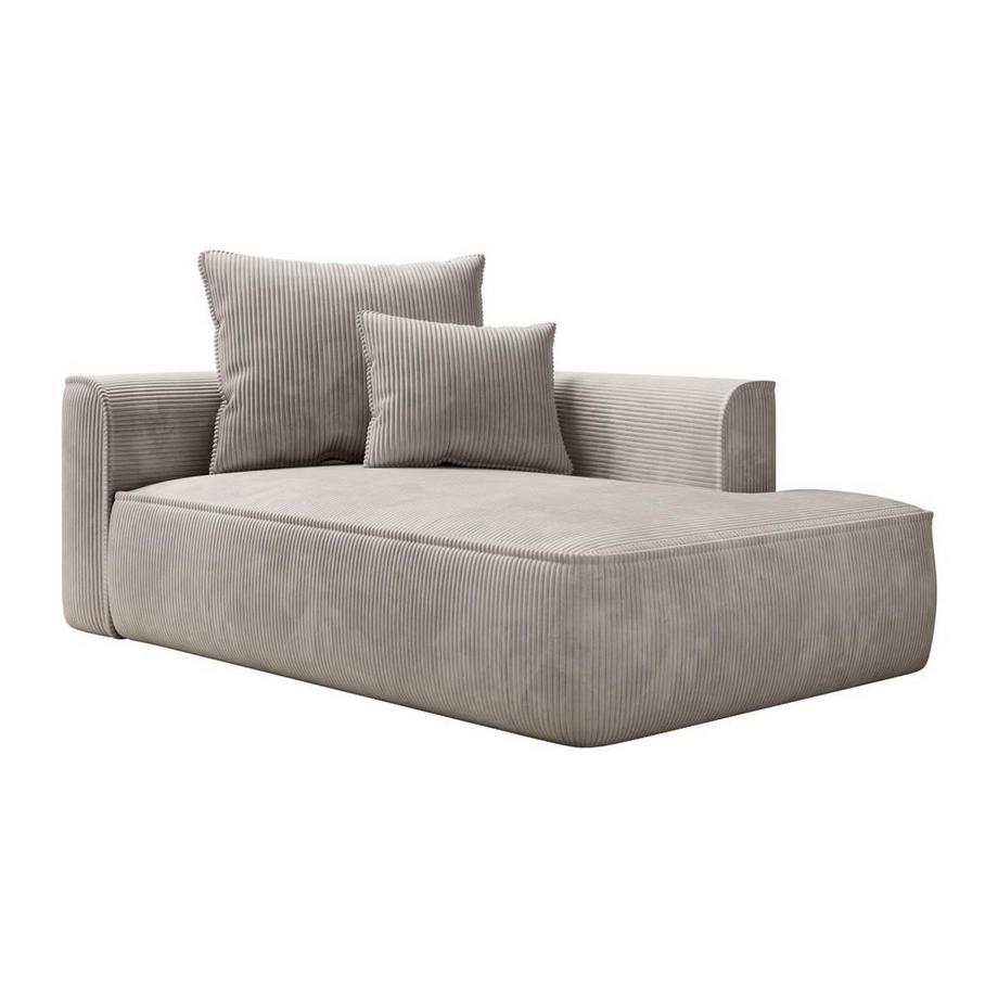 Méridienne droite en velours côtelé beige PINETA