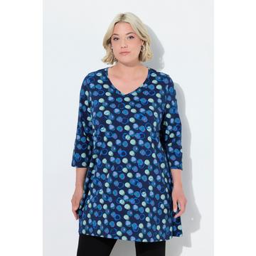 Longshirt, Punkte, A-Linie, V-Ausschnitt, 3/4-Arm