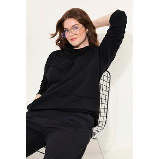 Ulla Popken  Sweatshirt, Regular Fit, Patchoptik, Stehkragen, Biobaumwolle 