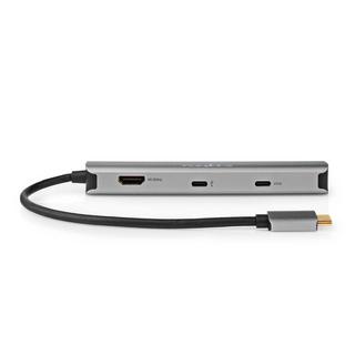 Nedis  Adaptateur multiport USB | USB 3.2 Gen 1 | USB-C™ mâle | Sortie HDMI™ / RJ45 femelle / 2x USB-A femelle / 2x USB-C™ | 5 Gbps | 0,20 m | Rond | Plaqué or | PVC | Anthracite | Boîte 