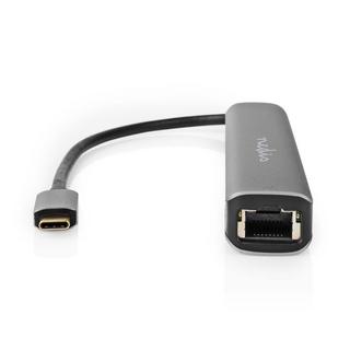 Nedis  Adaptateur multiport USB | USB 3.2 Gen 1 | USB-C™ mâle | Sortie HDMI™ / RJ45 femelle / 2x USB-A femelle / 2x USB-C™ | 5 Gbps | 0,20 m | Rond | Plaqué or | PVC | Anthracite | Boîte 
