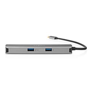 Nedis  USB-Multi-Port-Adapter | USB 3.2 Gen 1 | USB-C™ Stecker | HDMI™ Ausgang / RJ45 Buchse / 2x USB-A Buchse / 2x USB-C™ | 5 Gbps | 0,20 m | Rund | Vergoldet | PVC | Anthrazit | Box 