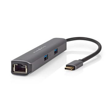 USB-Multi-Port-Adapter | USB 3.2 Gen 1 | USB-C™ Stecker | HDMI™ Ausgang / RJ45 Buchse / 2x USB-A Buchse / 2x USB-C™ | 5 Gbps | 0,20 m | Rund | Vergoldet | PVC | Anthrazit | Box