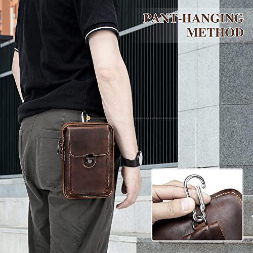 Only-bags.store Vintage Leder Gürteltasche Kleine Umhängetasche Retro Stil  