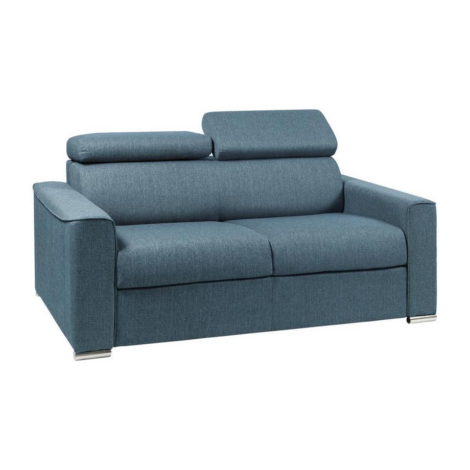 LINEA SOFA Divano letto 2 posti a ribalta in Tessuto Blu Larghezza Materasso Spessore VIZIR  