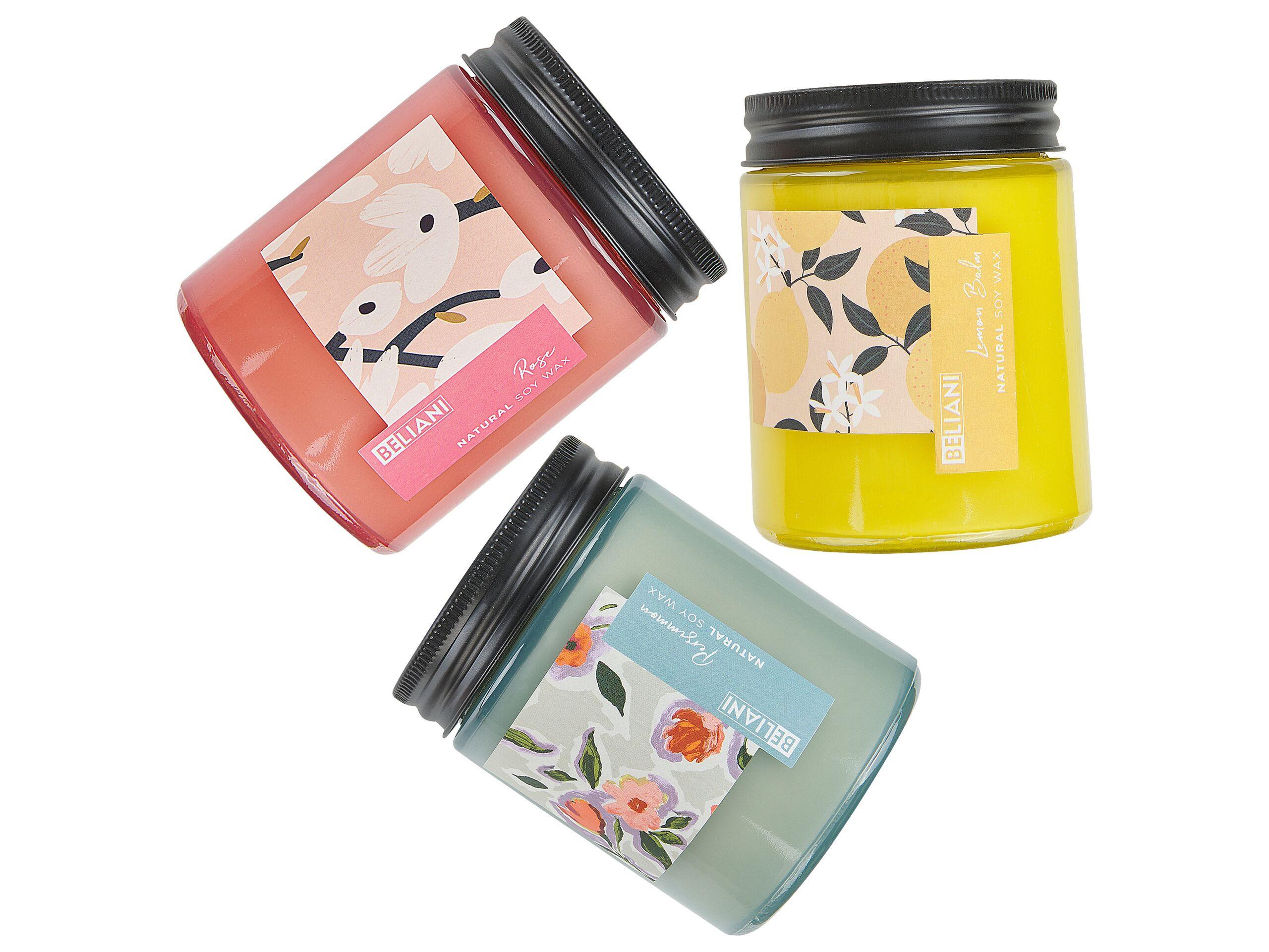 Beliani Set di 3 Candele Profumate en Cera di Soia FRUITY BLOOM  