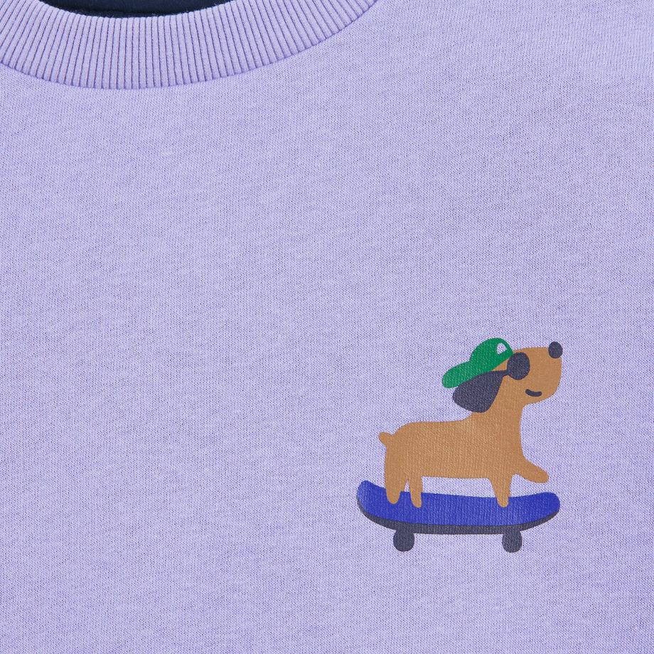La Redoute Collections  Sweatshirt aus Molton mit Rundhalsausschnitt und Aufschrift mit Hund-Motiv 