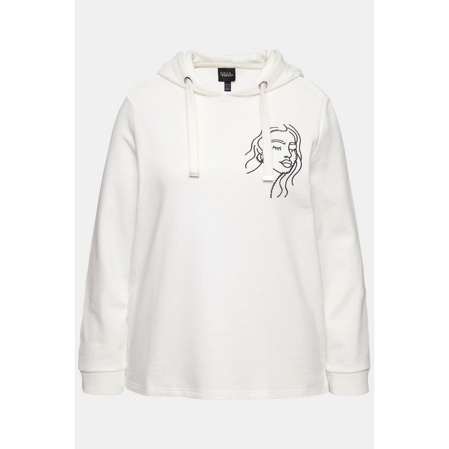 Ulla Popken Sweat-shirt à capuche imprimé visage classique manches longues  