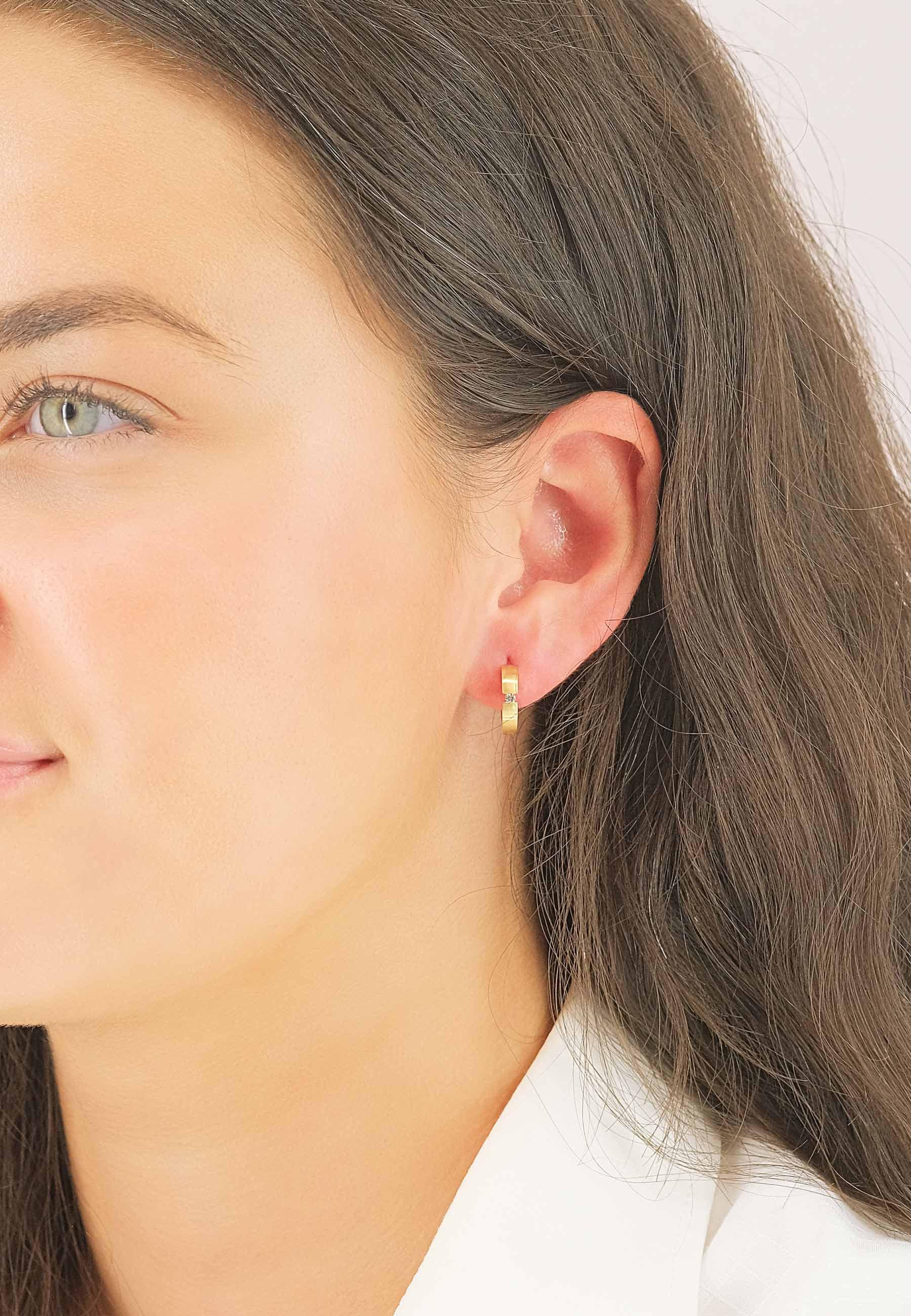 MUAU Schmuck  Creolen Gelbgold 750 Diamant 0.05ct. 13mm 