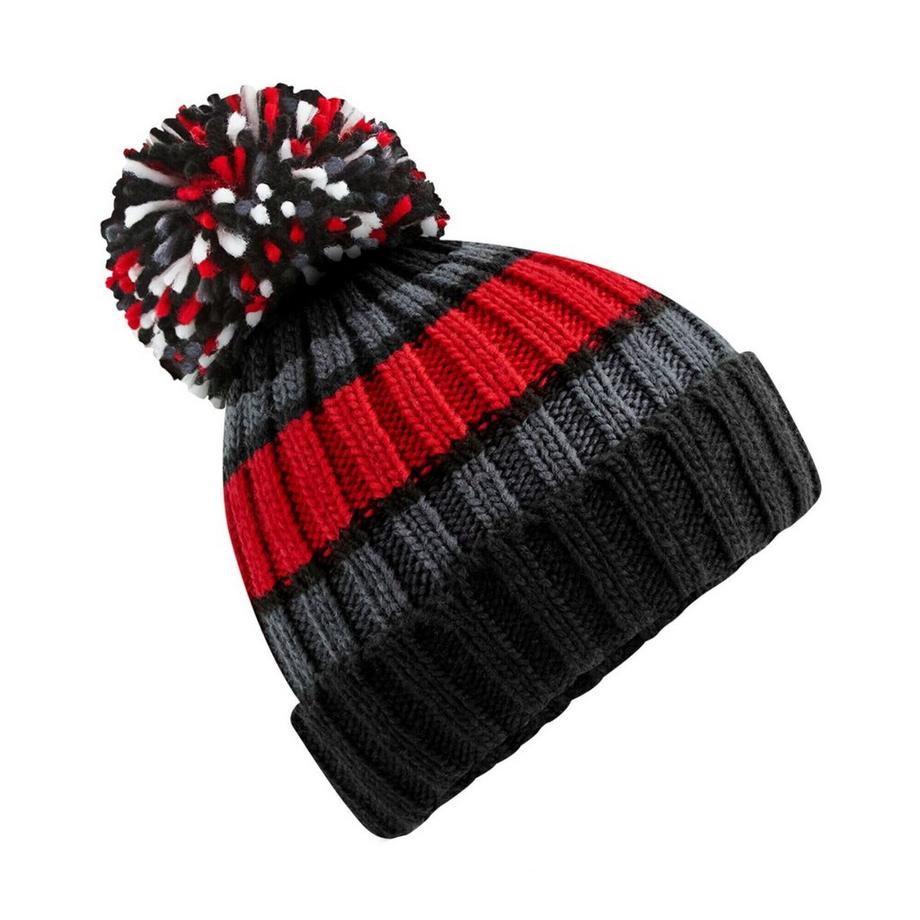 Beechfield Bonnet Hygge Rayé avec Pompon  
