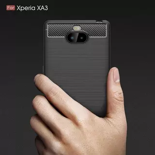 Cover-Discount  Sony Xperia 10 - Etui en caoutchouc silicone métal look carbone Noir