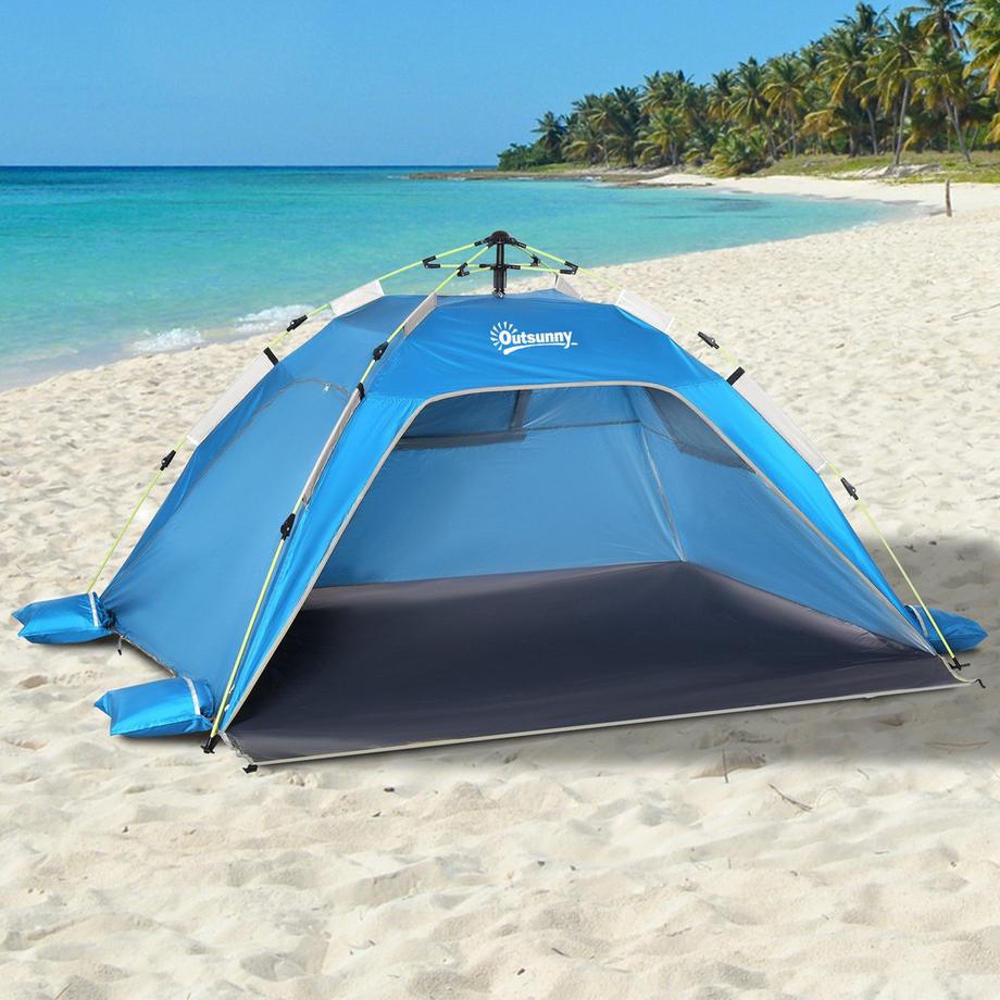 Northio  Tenda da spiaggia pop-up per 1-2 persone con protezione solare, parasole, porta con cerniera, borsa per il trasporto per famiglia, picnic, spiaggia, azzurro 