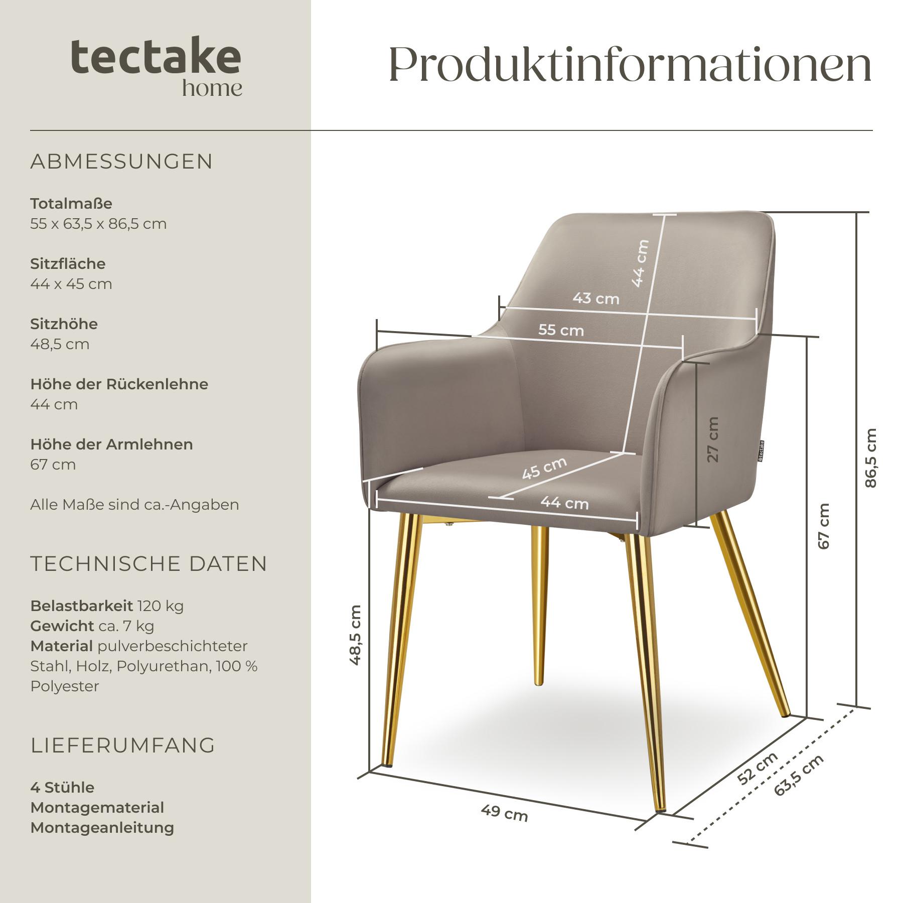 Tectake Fauteuil AVANE aspect velours, rembourré  