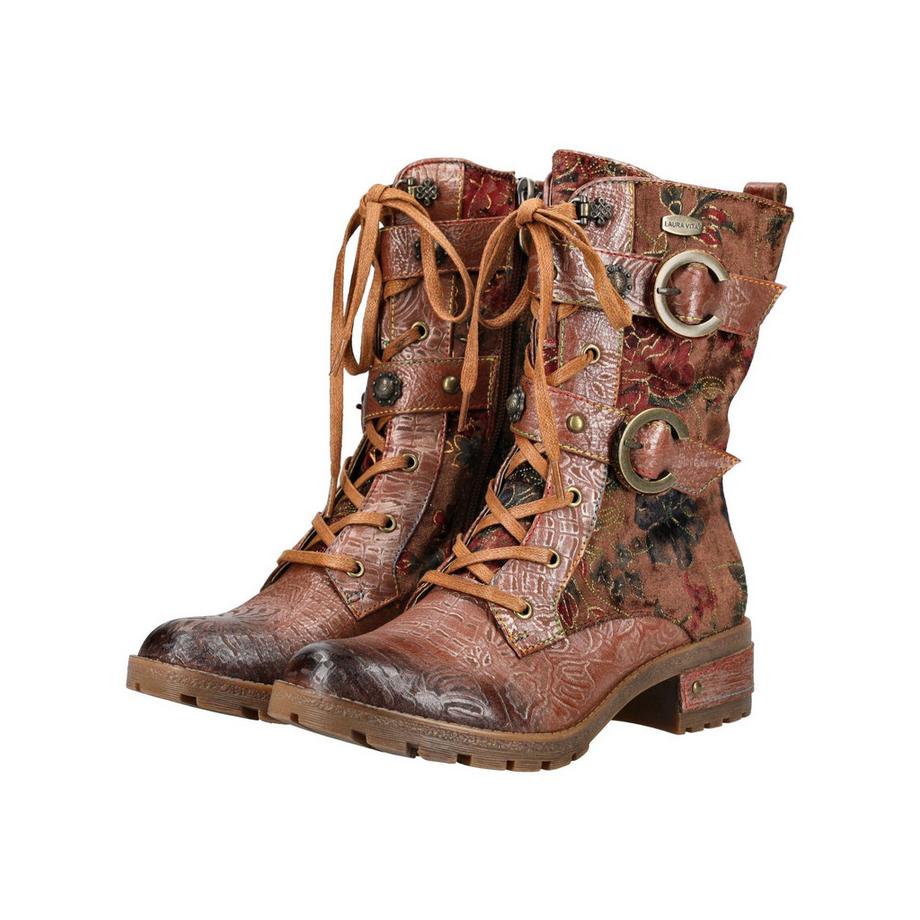 Laura Vita Bottines à lacets motif floral  