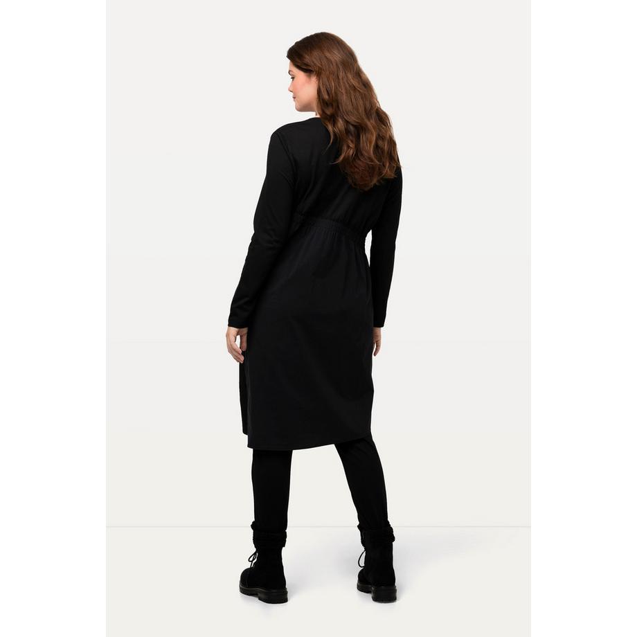 Ulla Popken Robe Midi Jupe Asymétrique Col V Manches Longues  
