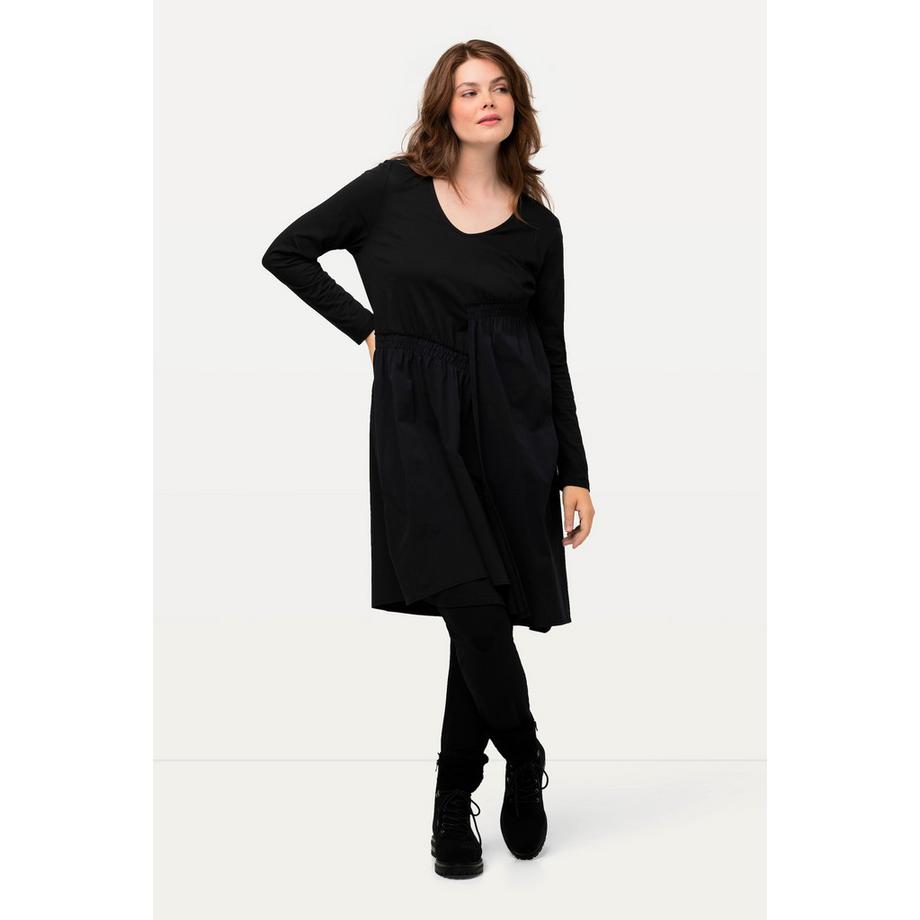 Ulla Popken Robe Midi Jupe Asymétrique Col V Manches Longues  