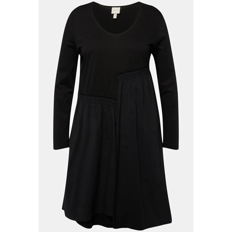 Ulla Popken Robe Midi Jupe Asymétrique Col V Manches Longues  