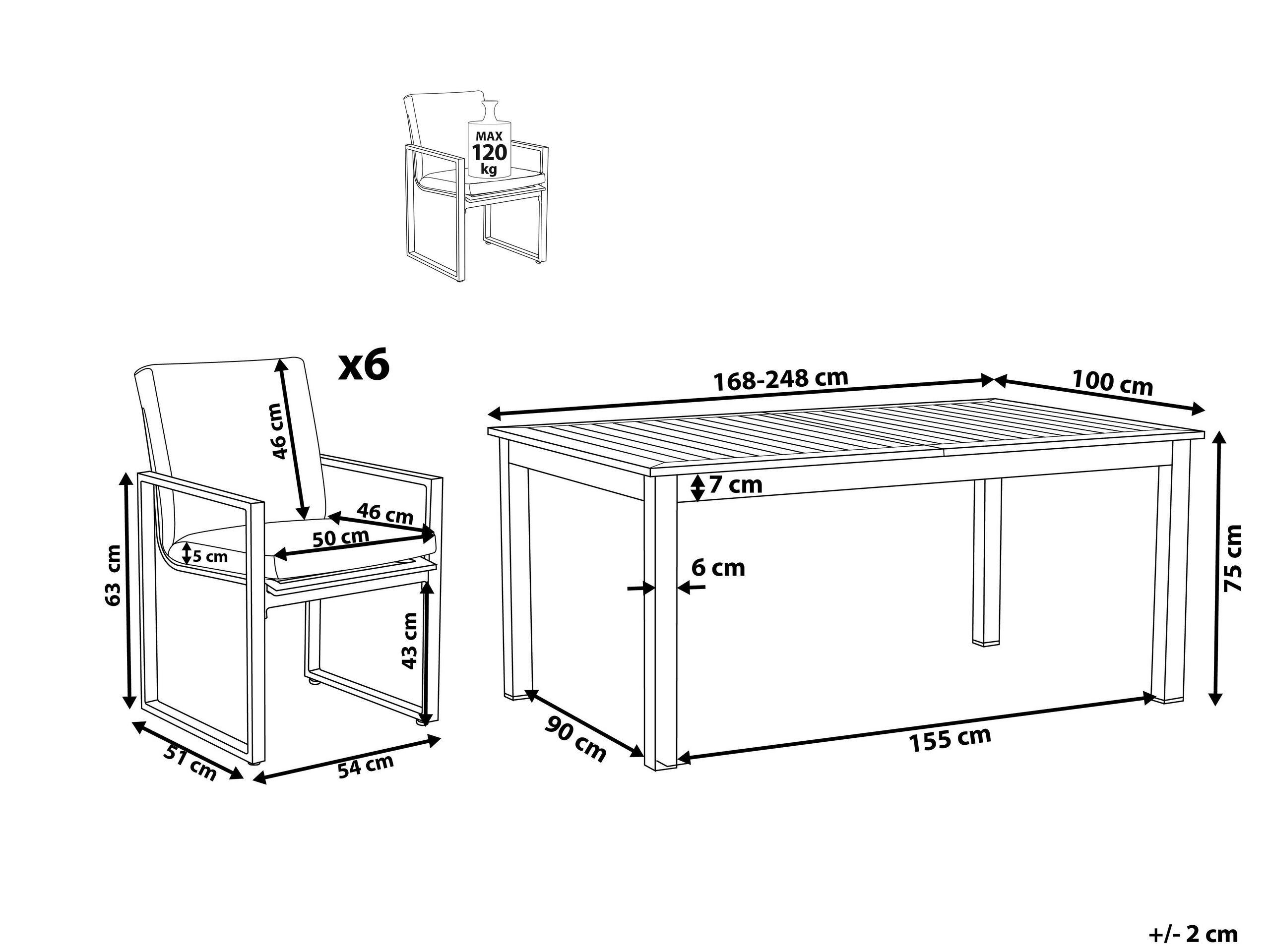 Beliani Essgruppe für 6 Personen aus Aluminium Modern PANCOLE  