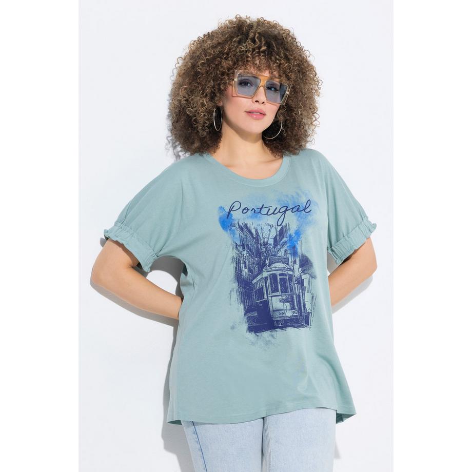 Ulla Popken T-Shirt Oversize Girocollo Maniche Corte Stampa Portogallo  