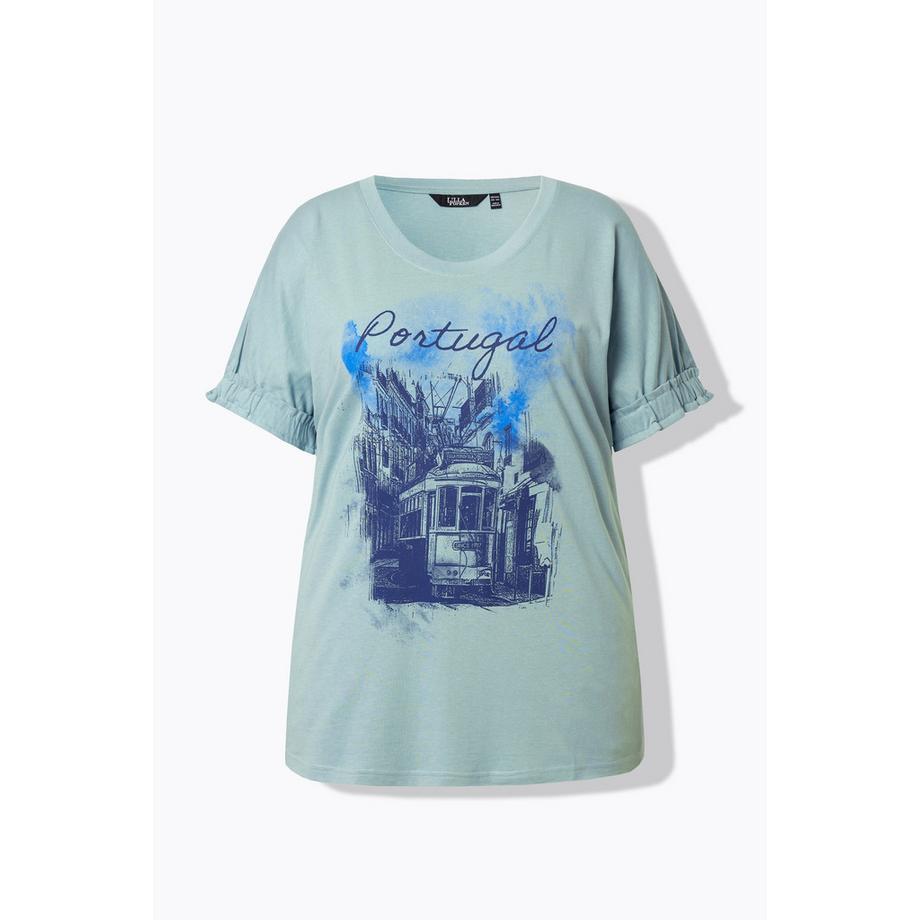 Ulla Popken T-Shirt Oversize Girocollo Maniche Corte Stampa Portogallo  