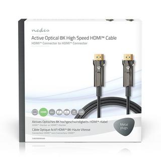 Nedis  Câble HDMI Ultra High Speed Active Optical avec Ethernet | Connecteur HDMI™ | Connecteur HDMI™ | 8K@60Hz | 48 Gbps | 20.0 m | Rond | PVC | Noir | Boîte cadeau 
