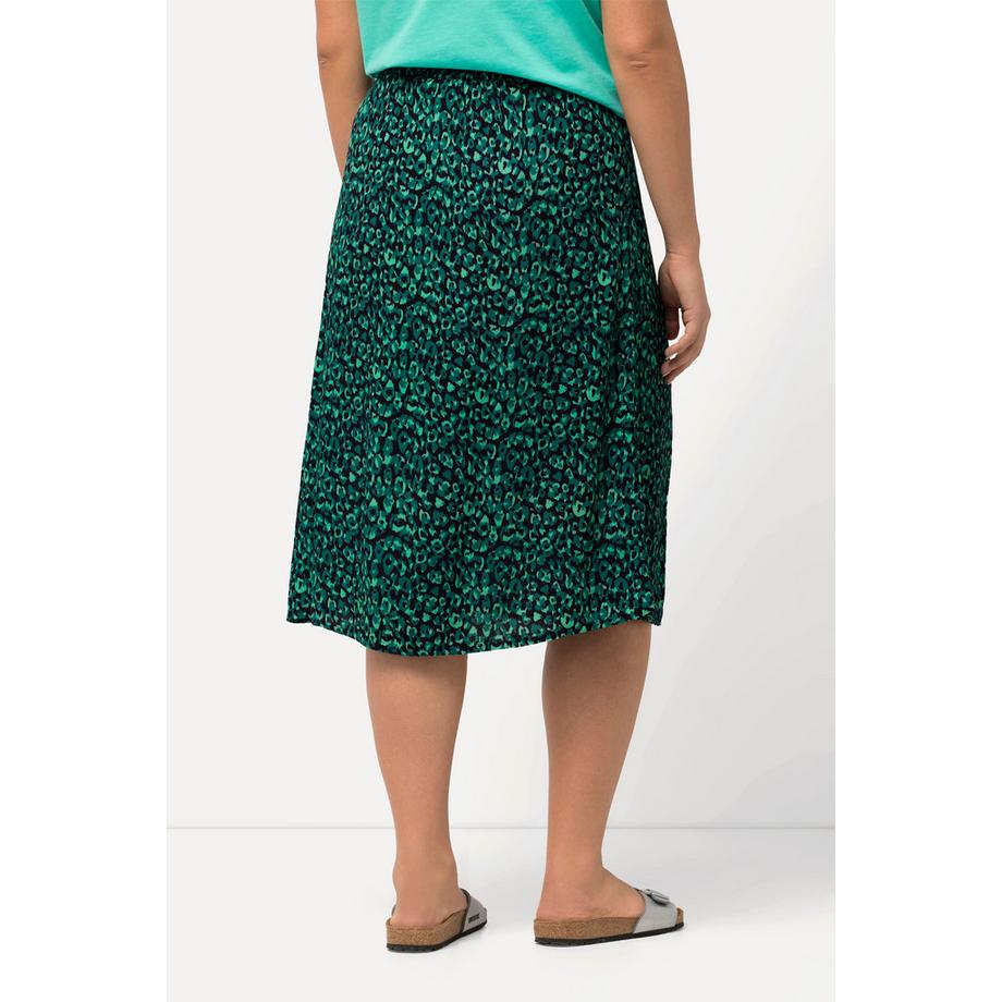 Ulla Popken Gonna midi Stampa leopardata Linea ad A Vita elastica Crêpe  