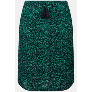 Ulla Popken Jupe midi Imprimé léopard Coupe trapèze Taille élastique Crêpe  