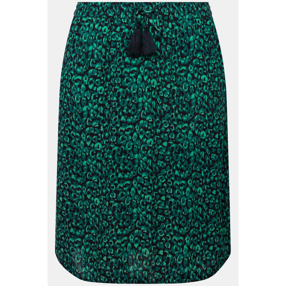 Ulla Popken Gonna midi Stampa leopardata Linea ad A Vita elastica Crêpe  