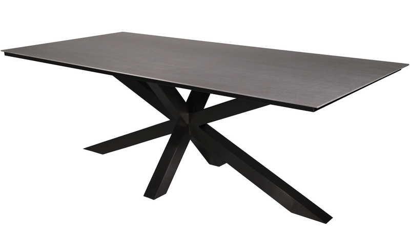 mutoni Table de jardin Monaco piètement noir XX - décor céramique sur verre  