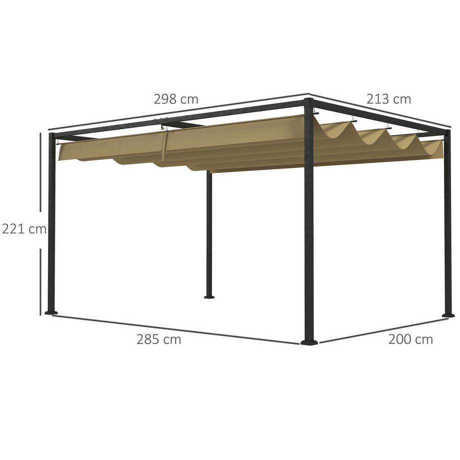Northio Pergola Pavillon de Jardin 3x2m, Toiture de Patio en Métal, Pavillon de Jardin avec Toit Ajustable, Autoportante, Protection Solaire pour Terrasse et Jardin, Kaki  