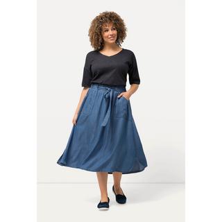 Ulla Popken Gonna Lyocell Effetto Jeans Taglio Svasato Spacchetto  