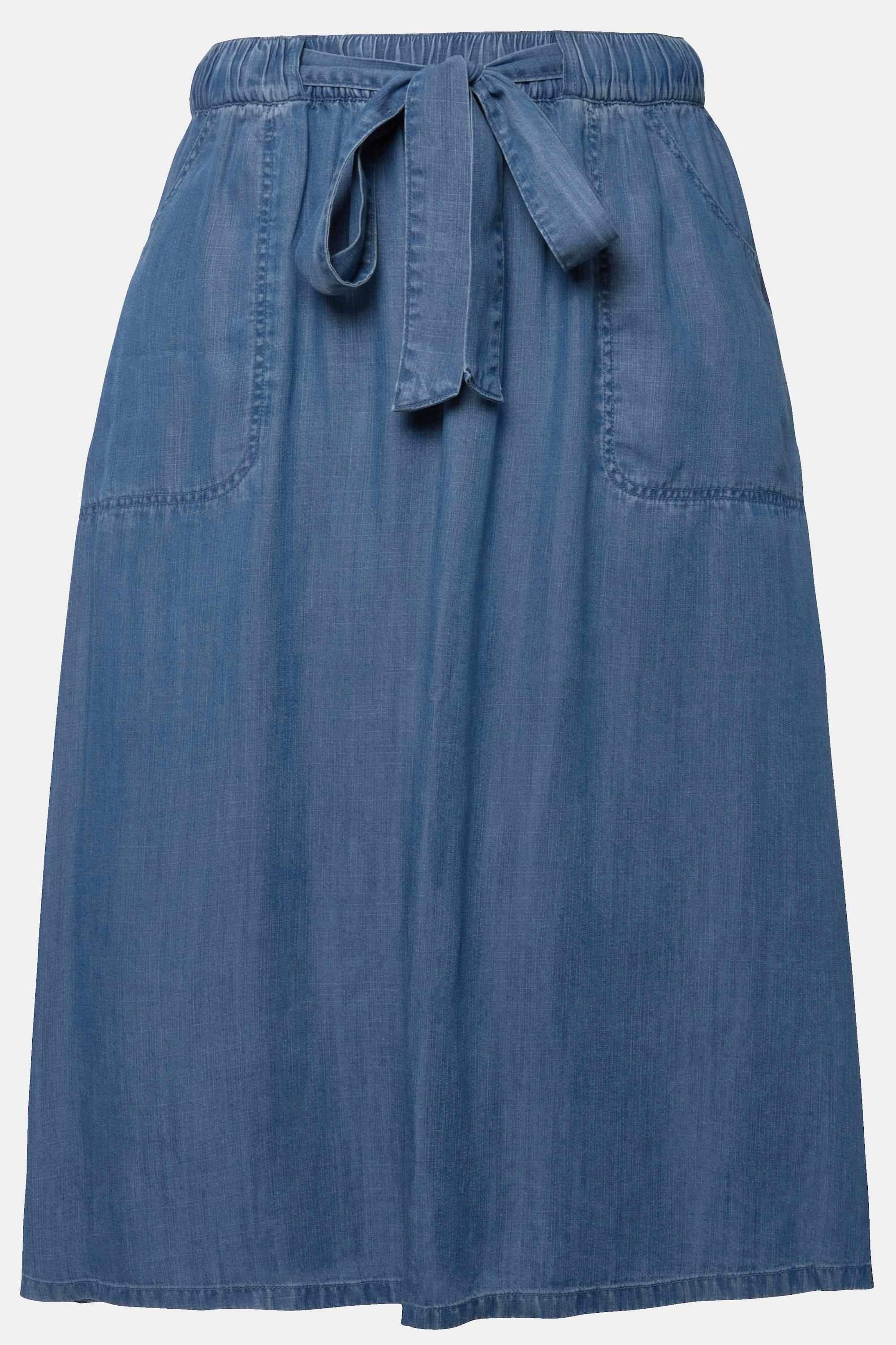 Ulla Popken Gonna Lyocell Effetto Jeans Taglio Svasato Spacchetto  