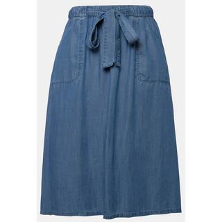 Ulla Popken Gonna Lyocell Effetto Jeans Taglio Svasato Spacchetto  