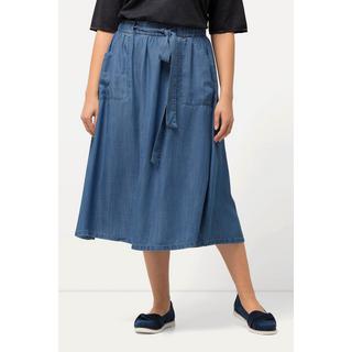 Ulla Popken Gonna Lyocell Effetto Jeans Taglio Svasato Spacchetto  